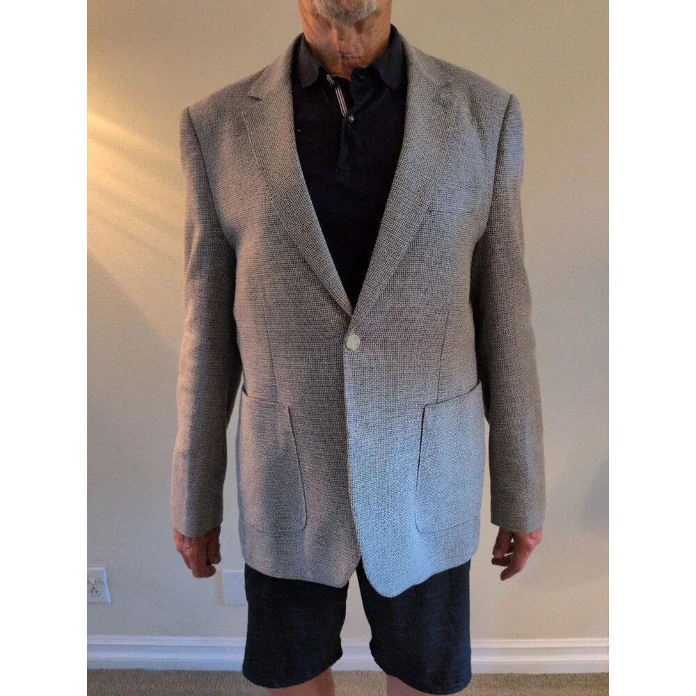 TAILORBYRD Men's  White/Blue Linen Blend Preppy Sport Coat | 44 L  NWOT